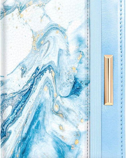 Passport Holder Cover Travel RFID Blocking Passport Cover Rose Gold Cute Flowers Passport Wallet with Elastic Band for Women