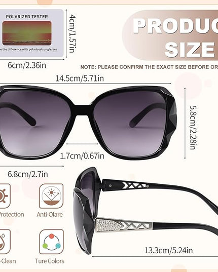 DragonflyDreams 4 Pcs Women Large Sunglasses, UV 400 Glasses Oversized Classic Trend Ladies Sunglasses Sparkling Large Frame