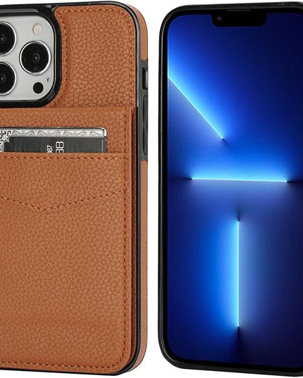 KIHUWEY Compatible with iPhone 13 Pro Max Case Wallet with Credit Card Holder, Premium Leather Magnetic Clasp Kickstand Heavy Duty Protective Cover for iPhone 13 Pro Max 6.7 Inch (Lichee Light Brown)