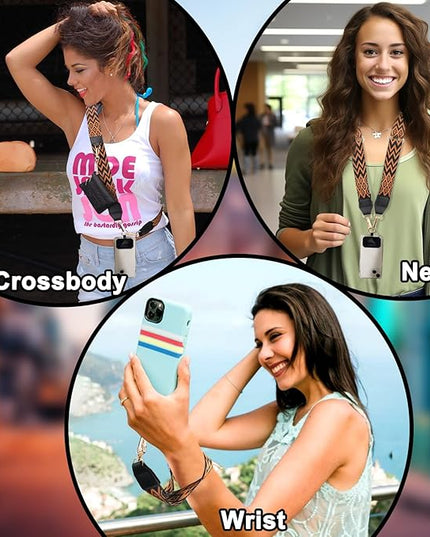 XANGNIER Clip and Go Strap for Phone with Wallet Crossbody, Phone Strap with Zippered Wallet, Adjustable Anti Theft Cellphone Lanyard for Women, Cellphone Chain Accessories,Multicolor 6
