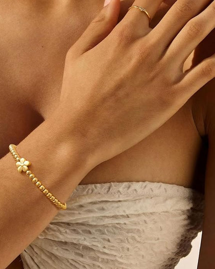 Gold Bracelets for Women 14K Gold Beaded Bracelets Stackable Bracelets for Women Gold Charm Bracelet Non Tarnish Gold Jewelry for Women Trendy