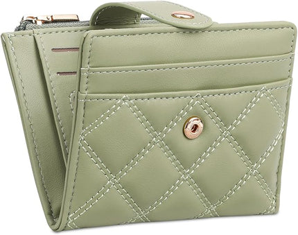 FALAN MULE Small Wallets Woman Leather Bifold RFID Blocking Card Holder With Zipper Coin Pocket