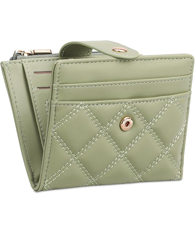 FALAN MULE Small Wallets Woman Leather Bifold RFID Blocking Card Holder With Zipper Coin Pocket