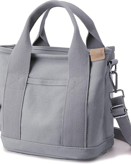 Small Tote Bag with Zipper, 2024 Canvas Multi-Pocket Crossbody Bag Shoulder Bag Satchel Hobo Bag Messenger Bag