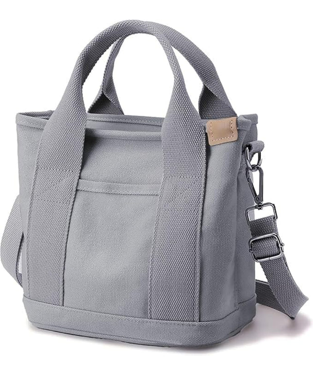 Small Tote Bag with Zipper, 2024 Canvas Multi-Pocket Crossbody Bag Shoulder Bag Satchel Hobo Bag Messenger Bag