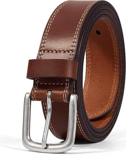 VATAN Men's Genuine Leather Casual Every Day Jeans Belts, Handmade Men Leather Belt with Gift Box