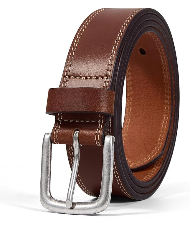 VATAN Men's Genuine Leather Casual Every Day Jeans Belts, Handmade Men Leather Belt with Gift Box