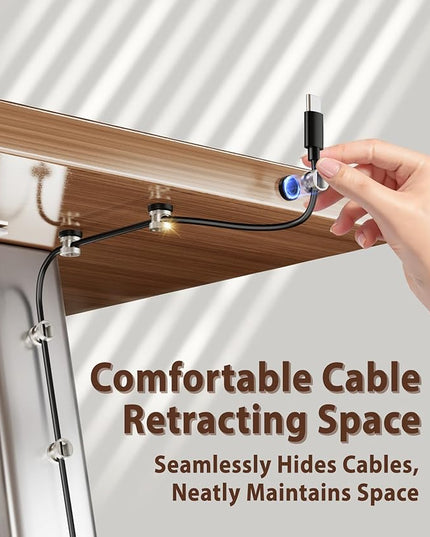 Viaky Magnetic Cord Holder Charger Holders for Cords Metal Cable Management Adhesive Cable Clips Office Desk Accessories Wire Holder Organizer Neatly for Nightstand Office Car Desk(3 Pack)