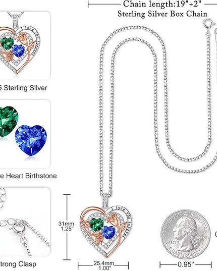 Iefil Christmas Gifts for Women - Sterling Silver Birthstone Necklace Anniversary Birthday Gifts for Her Wife Mom Daughter