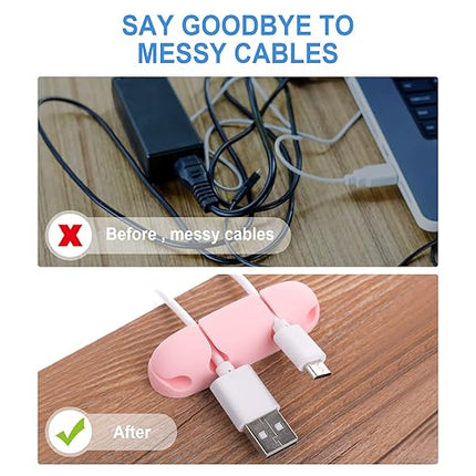 Cable Clips 3PCS Cord Wire Organizer Cable Management Holders 4 Hole Silicone Cable Harness USB Charging Accessory Cable Holder for Office and Home Desk (Pink)
