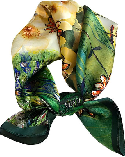 100% Mulberry Silk Scarf for Women Hair Lightweight Square Neckerchief Wrap For Head Scarves 21"