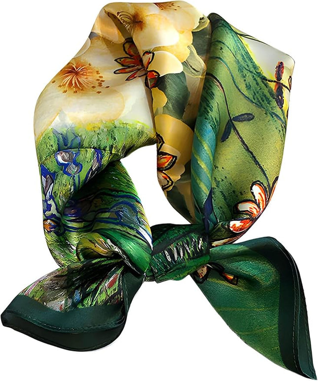100% Mulberry Silk Scarf for Women Hair Lightweight Square Neckerchief Wrap For Head Scarves 21"