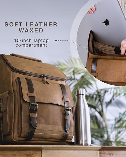 VELEZ Leather Backpack for Men - 15.6 Inch Laptop Bag - Designer Bookbag - Handmade Business Casual Computer Shoulder Bags
