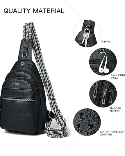 Sling Bag For Women Faux Leather Small Casual Daypack Backpack Fanny Pack Crossbody Chest Bags Purse