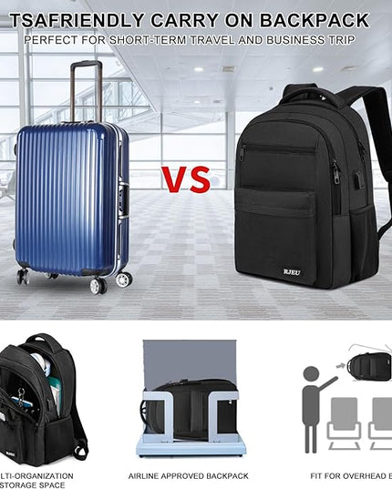 School Backpack for Teen Boys & College Students - 17.3 Inch Laptop Backpack, Ergonomic Anti-Theft Bookbag with USB Charging Port for High School, University, Black