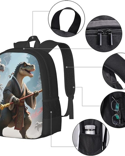 Warrior Dinosaur Notebook Backpack Fits 15 Inch Laptop Hiking Backpack Rucksack For Men Women
