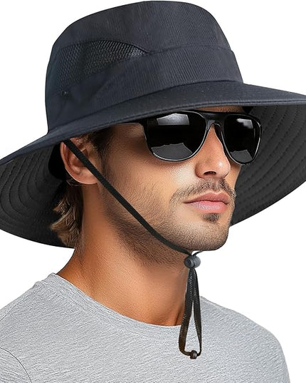 PFFY Sun Bucket Hats for Men Women 3” Wide Brim UPF 50+ Fishing & Beach Hat