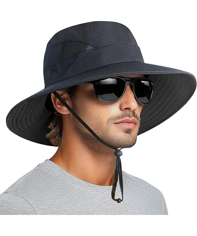 PFFY Sun Bucket Hats for Men Women 3” Wide Brim UPF 50+ Fishing & Beach Hat