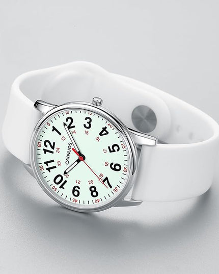 Nurse Watch for Medical Professionals, Students Women Men - Military Time Luminouse Easy Read Dial, 24 Hour with Second Hand, Colorful Silicone Band