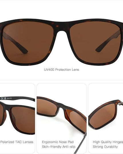 ZENOTTIC Square Polarized Sunglasses for Men Ultralight Carbon Fiber Sun Glasses Driving Fishing Golf Sports UV400 Protection