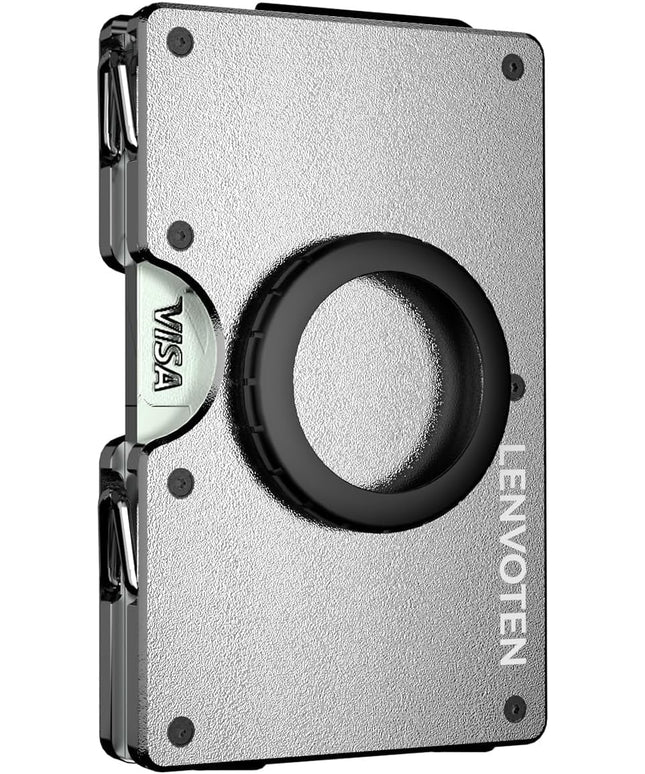 Lenvoten Extra Durable Hinged Minimalist Wallet for Men | Slim Metal RFID Blocking Wallet | Credit Card Holder & Money Clip Holds 20 Cards | Premium Scratch-Resistant Finish | Ideal Gift for Men