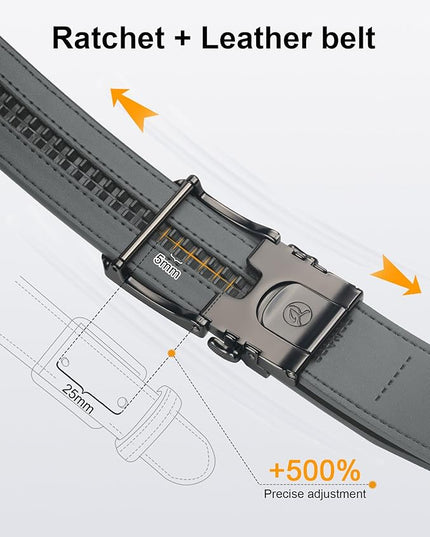 JUKMO 1.5" (38mm) Leather Ratchet Belt for Men in Gift Box
