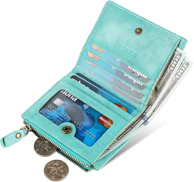 Lavemi Ultra Thin Small Compact Leather Womens Girls Wallets RFID Blocking Credit Card Holder for Women