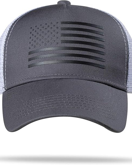 American Flag Trucker Hat - Snapback Hat, Baseball Cap for Men Women - Breathable Mesh Side, Adjustable Fit - for Casual Wear