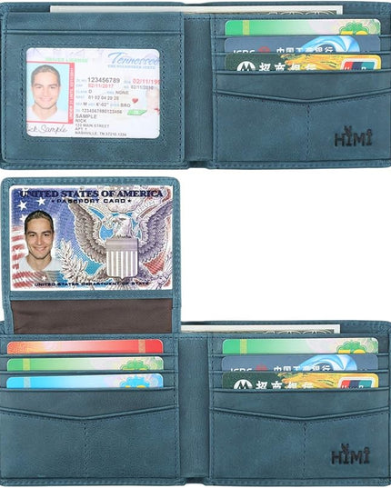 Wallet for Men-Genuine Leather RFID Blocking Bifold Stylish Wallet With 2 ID Window