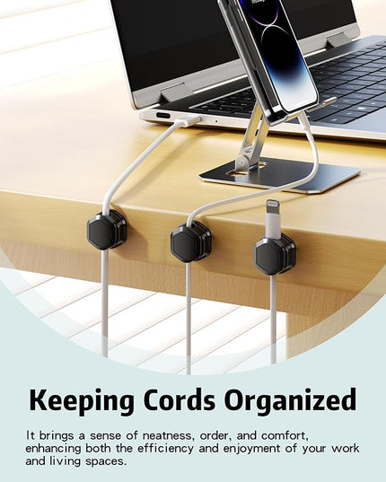 8 Pack Magnetic Cable Clips Cord Organizer-Adhesive Wire Holder, Under Desk Cord Holder Keeper for Home Office Desk Phone Car Wall Desktop Nightstand Cabinet