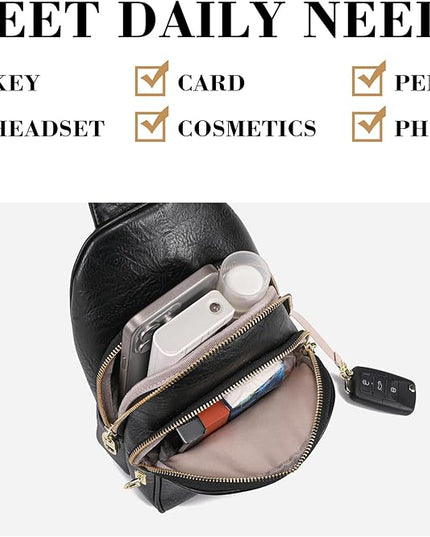Anti Theft Crossbody Bags for Women Leather Sling Bag Cross Body Travel Purse Chest Bags Fanny Pack Gift Teen Girl