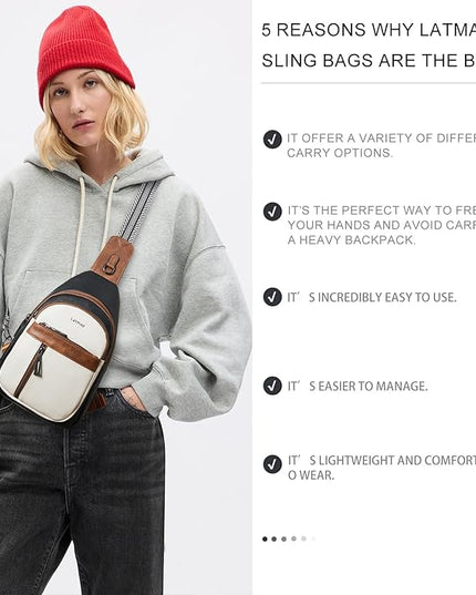 7L Sling Bag For Women Men Backpack Fanny Pack Crossbody Chest Travel Shoulder Belt Bags Purse Handbag PU Leather