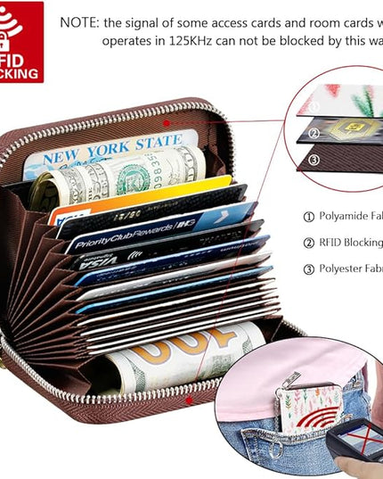 FurArt Zipper Wallet Women, RFID Blocking Credit Card Wallet, Business Card Holder, Compact Size KeyChain Wallet