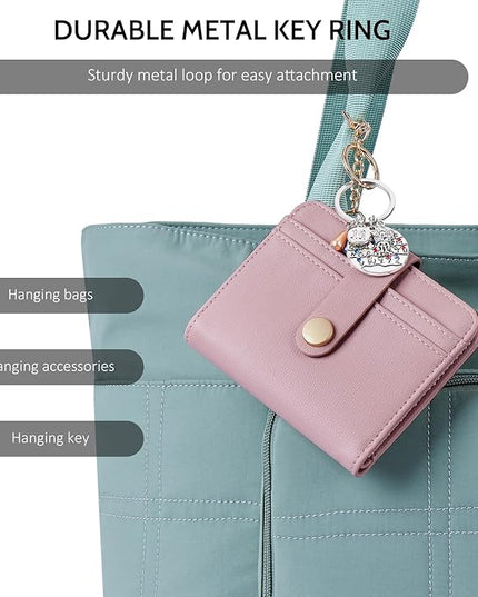 POIUGOYA Slim Wallet for Women,RFID Blocking Bifold Credit Card Holder with Zipper Coin Pocket,ID Window,Keychain