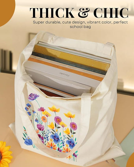 AUSVKAI Canvas Tote Bag for Women, Aesthetic Cute Grocery Grocery Reusable Cotton Gift Bag for Shooping Beach Trendy Gifts