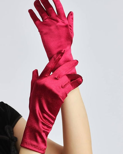 Sahabowi Satin Gloves Formal Bridal Banquet Party Wedding Opera Solid Colorful Mitten For Women