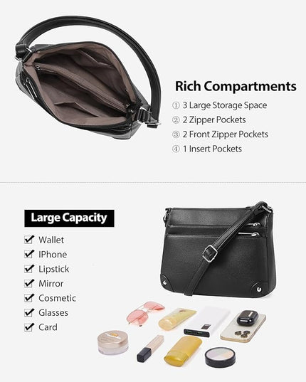 WESTBRONCO Crossbody Bags for Women, Medium Size Shoulder Handbags, Satchel Purse with Multi Zipper Pocket