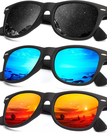 KALIYADI Polarized Sunglasses for Men and Women Matte Finish Sun glasses Color Mirror Lens UV Blocking (3 Pack)