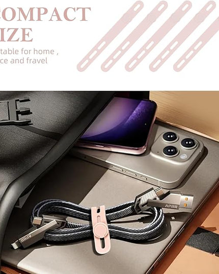 Donruby 30Pcs Silicone Cable Ties - Reusable & Washable with Adjustable Locking Buckles, High Elasticity Cable Management Straps for Home, Office, School, Travel Essential Cord Organizer (Pink)