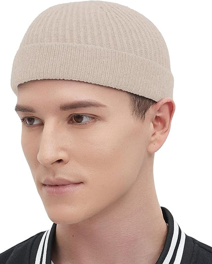 Fisherman Beanie Hats for Men Women,Wool Knit Trawler Skull Cap,Watch Cap,Spring Fall Winter Warm Short Hats