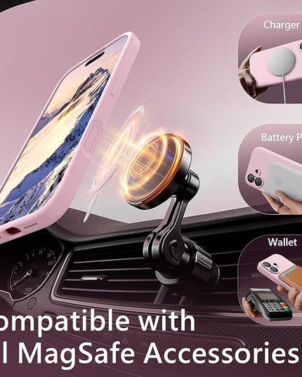 FireNova Magnetic for iPhone 17 Case, Compatible with MagSafe, [Integrated Silicone Camera Control Button] [Camera Protection] Anti-Scratch Microfiber Lining Phone Case, 6.3", Chalk Pink