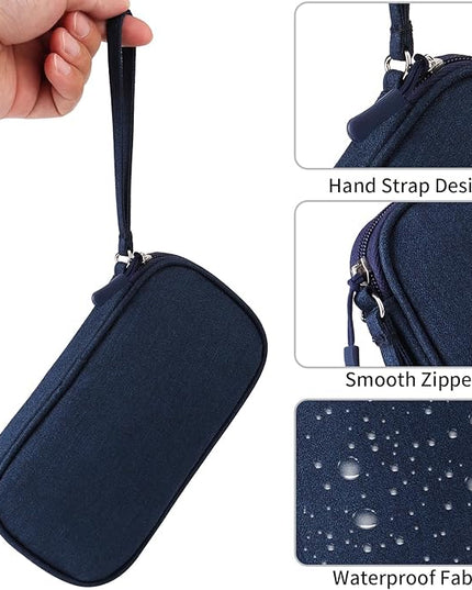 Travel Cable Organizer, Electronics Accessories Bag for Charger, Phone, Memory Card, Universal Gadget Organizer (Blue)