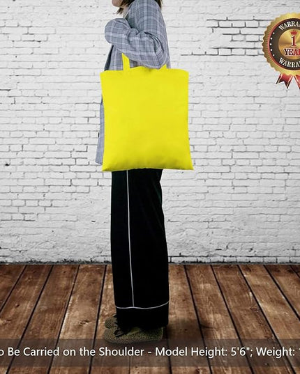 TOPDesign 12-Pack Economical 16"x15" Yellow Cotton Tote Bag, Lightweight Medium Reusable Grocery Shopping Cloth Bags, Suitable for DIY, Advertising, Promotion, Gift, Activity