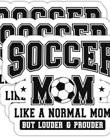 (3PCS) Soccer Stickers - Soccer Mom Like A Normal Mom - Waterproof Vinyl Decal for Tumblers, Water Bottles, Laptops, Scrapbooks, Soccer Gift Sticker for Mom - 3" x 2.5"