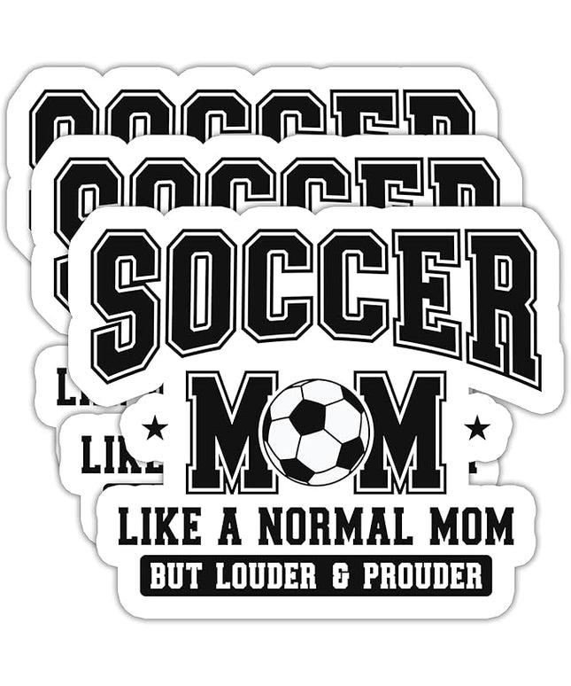 (3PCS) Soccer Stickers - Soccer Mom Like A Normal Mom - Waterproof Vinyl Decal for Tumblers, Water Bottles, Laptops, Scrapbooks, Soccer Gift Sticker for Mom - 3" x 2.5"