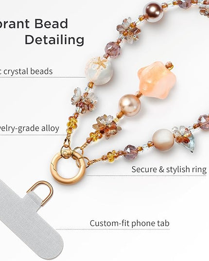 Phone Charm for Women, Anti-Theft Phone Wrist Strap, Hands-Free & Detachable Cellphone Lanyard Chain with Tether Tab