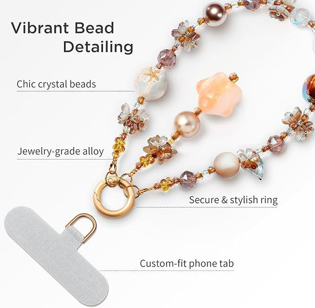 Phone Charm for Women, Anti-Theft Phone Wrist Strap, Hands-Free & Detachable Cellphone Lanyard Chain with Tether Tab