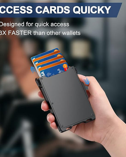 GHUKY Wallet for Men, Minimalist Slim Mens Wallet with Money Clip, RFID Blocking Smart Pop Up Card Wallet with ID Window, Compact Bifold Wallet,Metal Aluminum Credit Card Holder