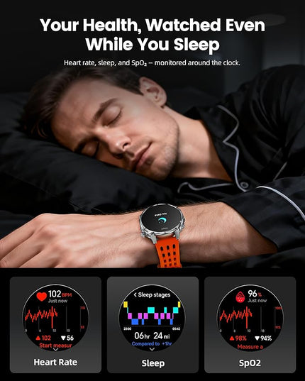 WalkerFit GPS Smart Watch for Men, Multi-Satellite Positioning, Full Metal Body, 520mAh Long Battery Life, 5ATM Waterproof with Bluetooth Call, 1.43” AMOLED Screen, Compatible with Android/iPhone
