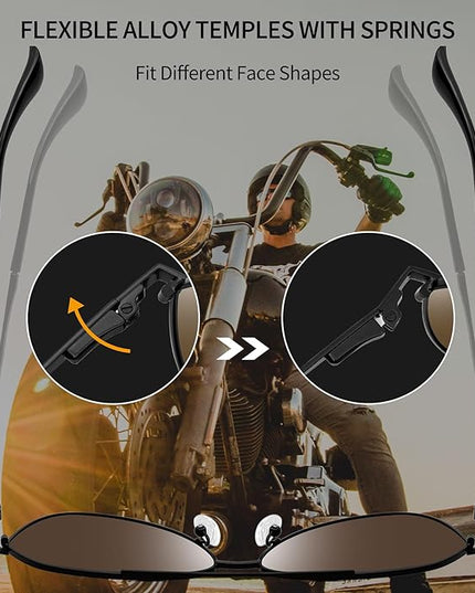 Joopin Polarized Metal Aviation Sunglasses Men, Classic Military Sun Glasses Women, Rectangle Shades UV400 Protection Costume